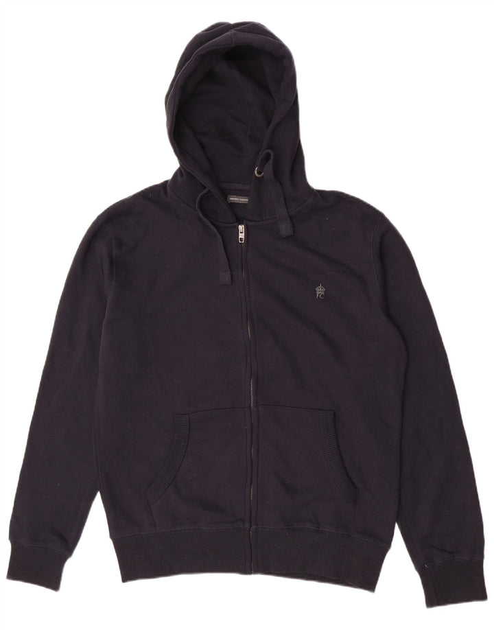Maglione con cappuccio e zip da uomo French Connection in cotone blu navy medio