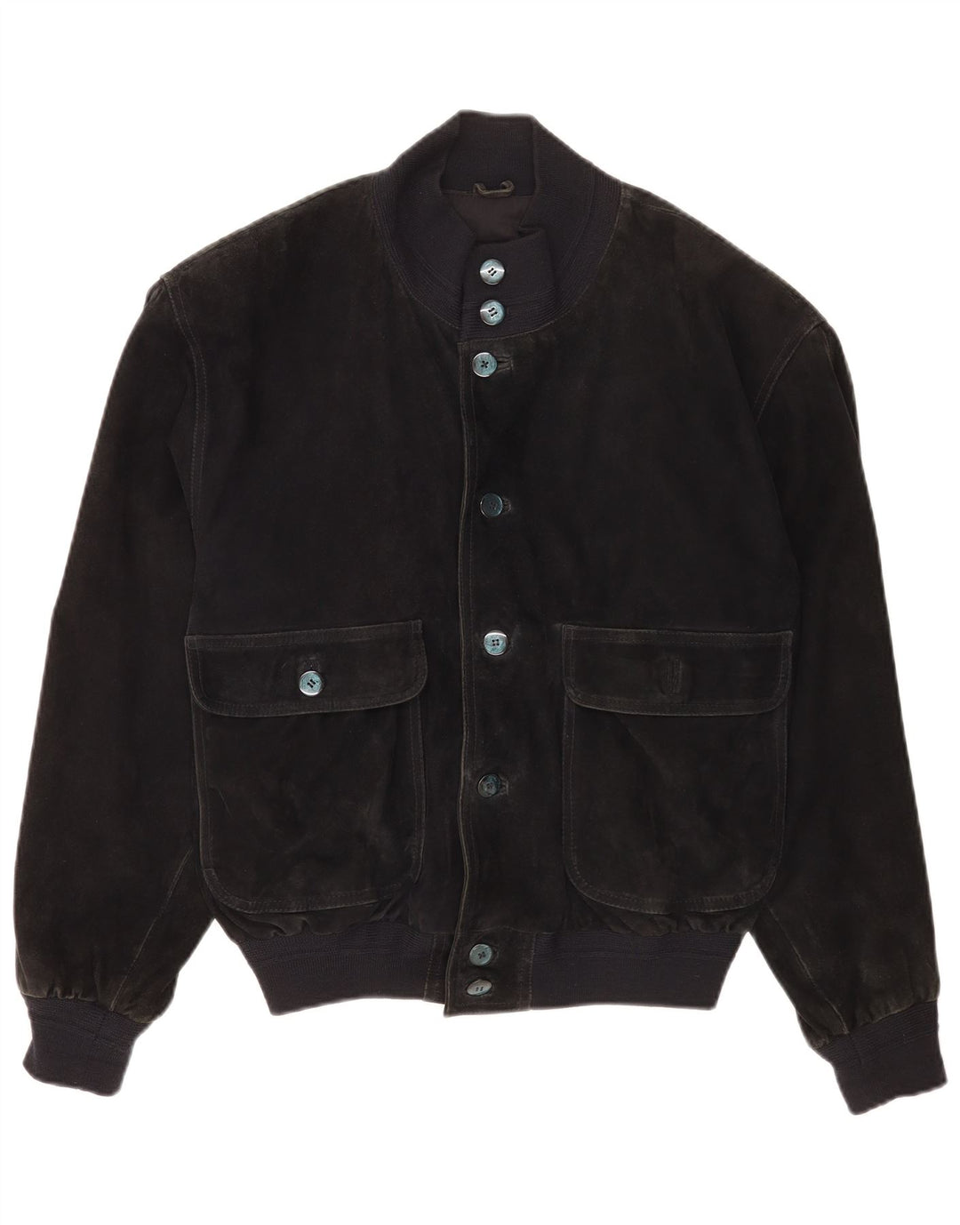 Giubbotto bomber vintage in pelle scamosciata da uomo IT 48 in pelle nera media