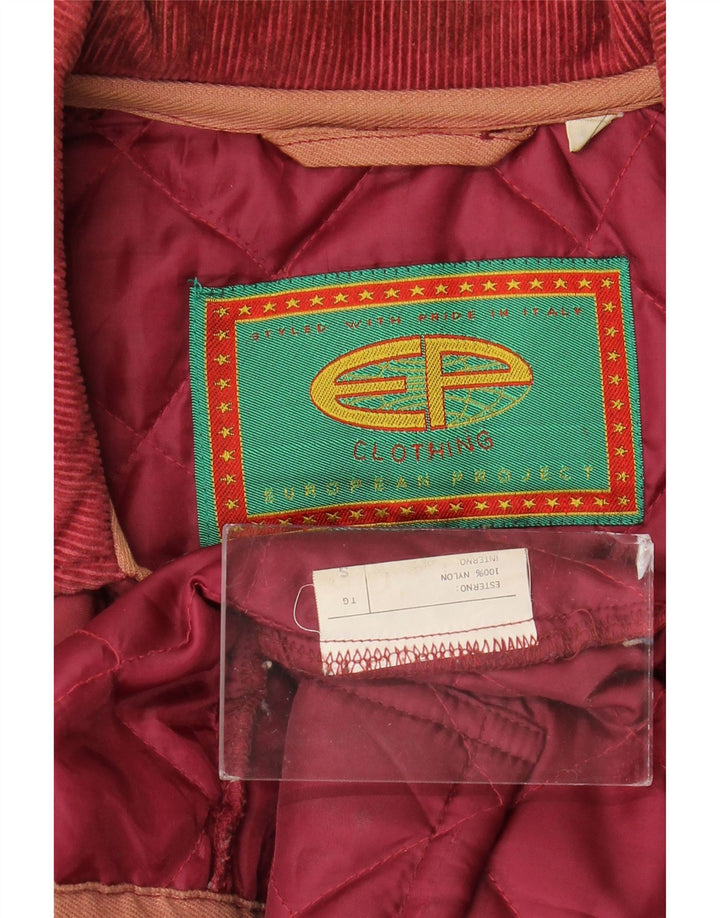 Giacca trapuntata vintage da uomo UK 36 piccola in nylon bordeaux