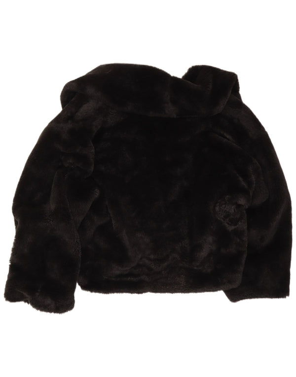 Giacca vintage oversize in pelliccia sintetica da donna UK 16 grande nera
