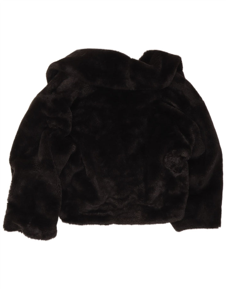 Giacca vintage oversize in pelliccia sintetica da donna UK 16 grande nera