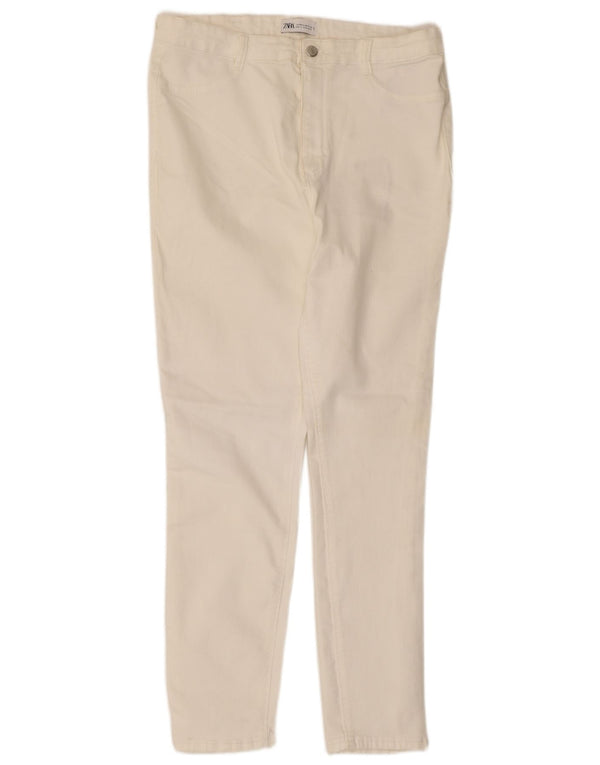 Pantaloni casual slim da donna Zara EU 46 2XL W36 L28 Cotone bianco