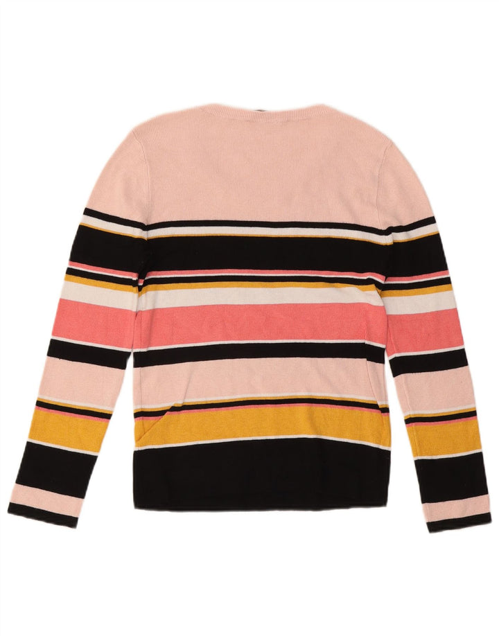 Top da donna a maniche lunghe Oasis UK 12 Viscosa a righe rosa medio