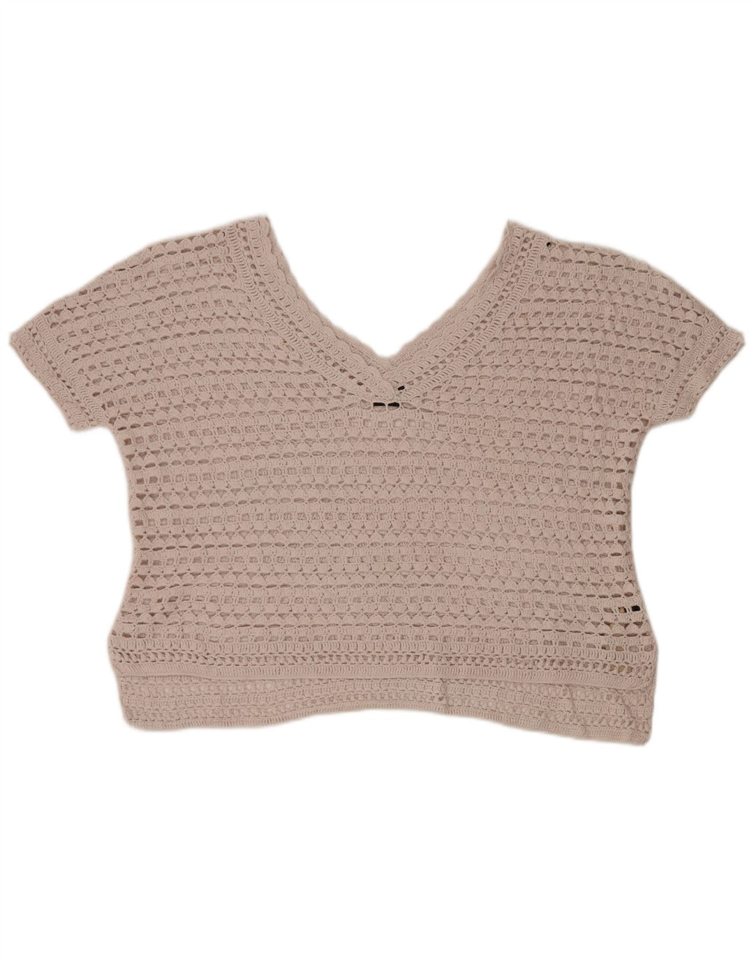 Massimo Dutti Camicetta oversize da donna all'uncinetto Top UK 6 XS Cotone beige