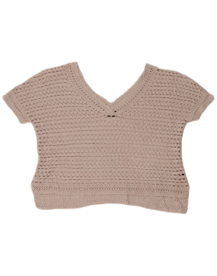 Massimo Dutti Camicetta oversize da donna all'uncinetto Top UK 6 XS Cotone beige