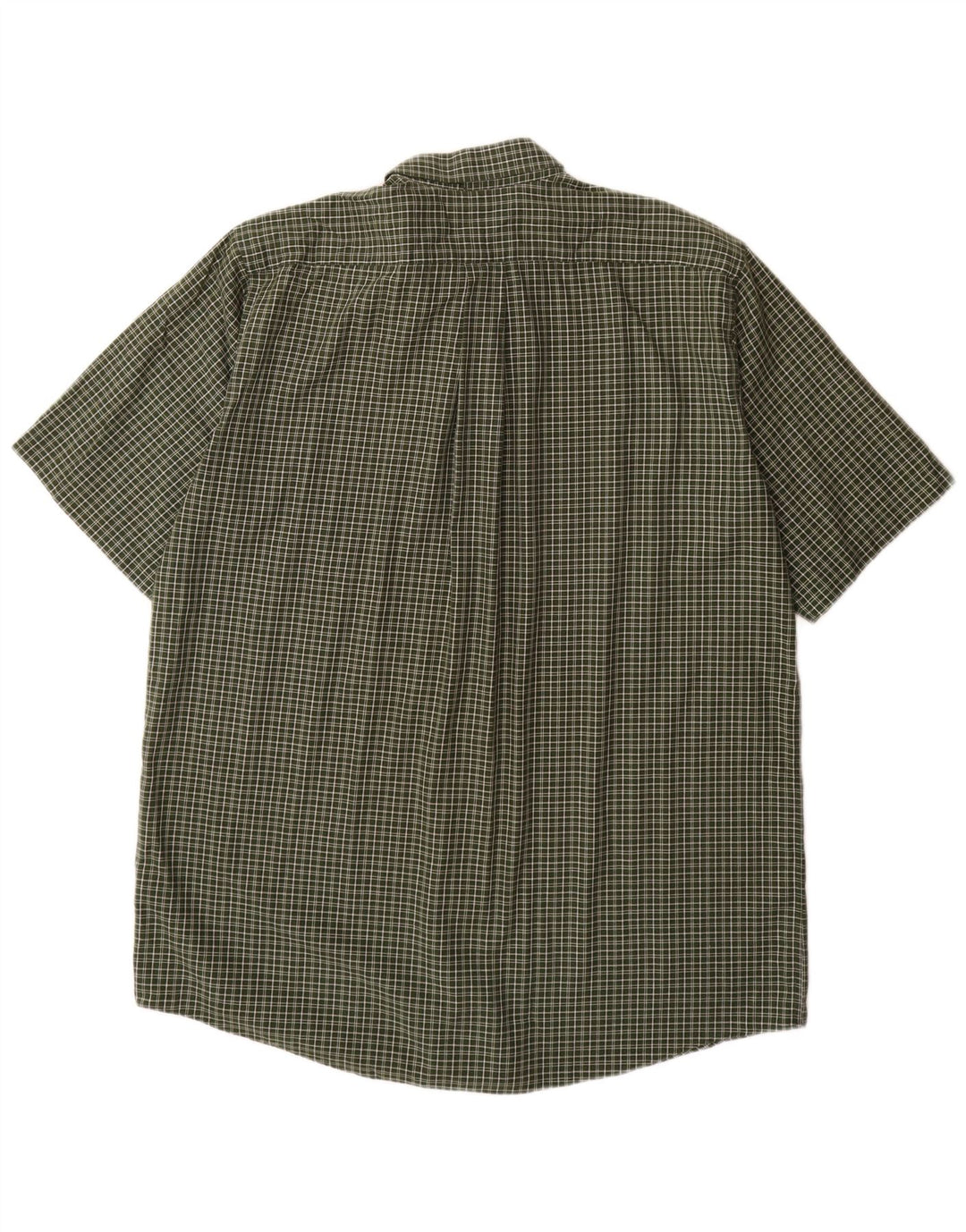 L.L.BEAN Camicia a maniche corte alta da uomo in cotone a quadri kaki grande