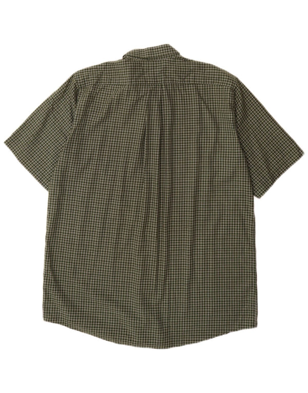 L.L.BEAN Camicia a maniche corte alta da uomo in cotone a quadri kaki grande