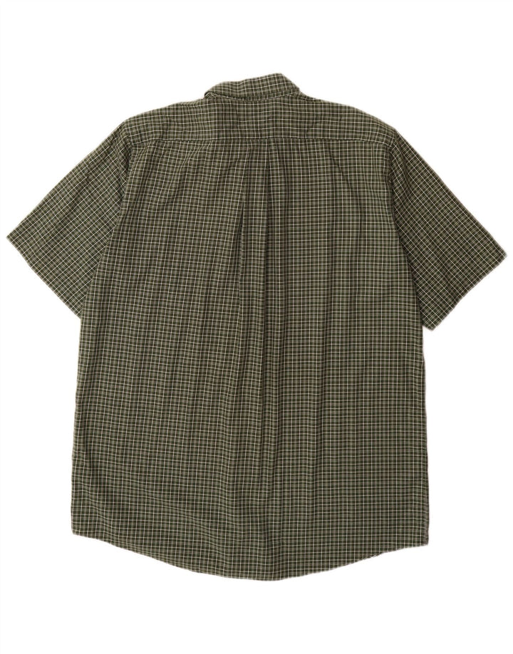 L.L.BEAN Camicia a maniche corte alta da uomo in cotone a quadri kaki grande