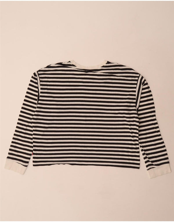 Levi's Top grafico corto da donna a maniche lunghe UK 10 Small White Striped