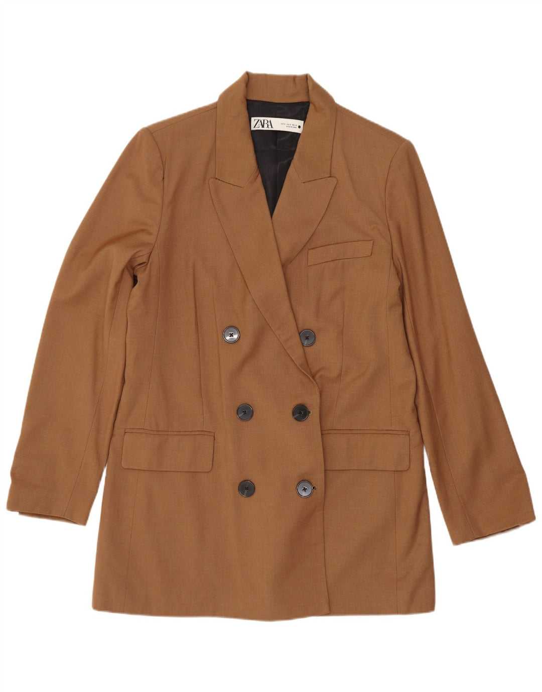 Giacca blazer doppiopetto lunga da donna Zara UK 12 Marrone medio
