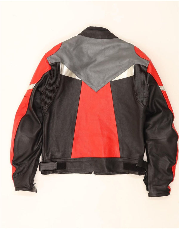 Giacca da corsa vintage da uomo in stile motoristico UK 42 XL multicolore a blocchi di colore