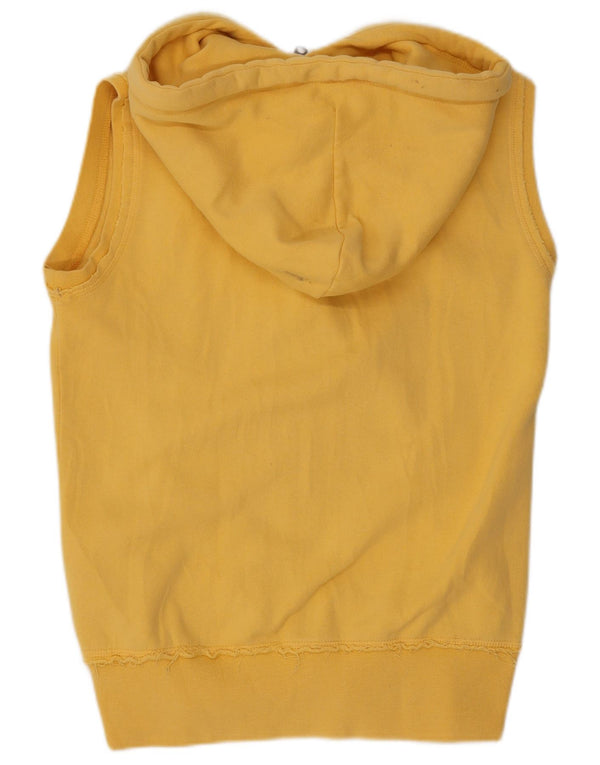 Felpa con cappuccio e zip senza maniche grafica da donna Puma UK 8 Small in cotone giallo