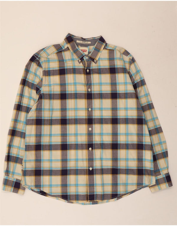 Levi's Mens Coupe Standard Camicia vestibilità standard 2XL Cotone scozzese beige