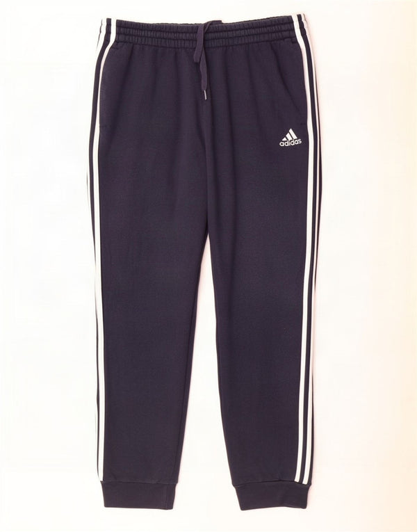 Adidas Mens Tracksuit Trousers Joggers Large Navy Blue Cotton
