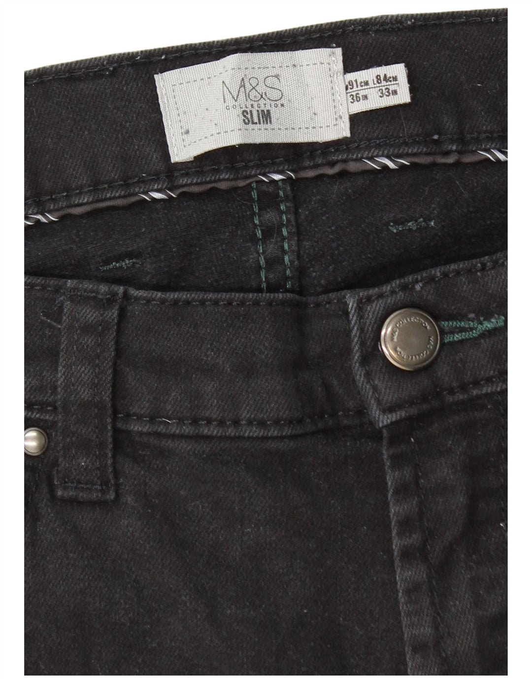 Jeans slim da uomo Marks & Spencer W36 L33 cotone nero