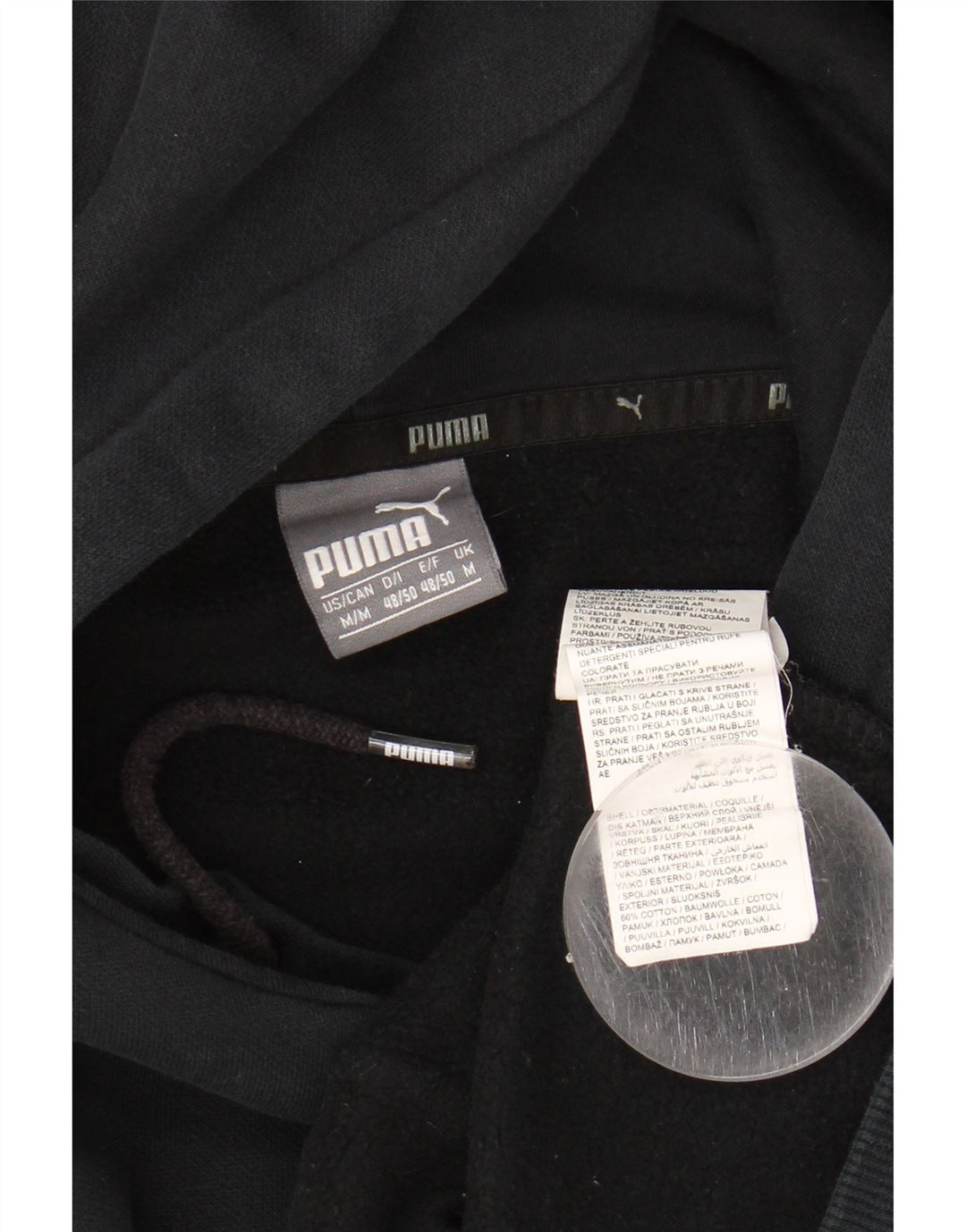 PUMA Mens Graphic Hoodie Jumper Medium Black Cotton