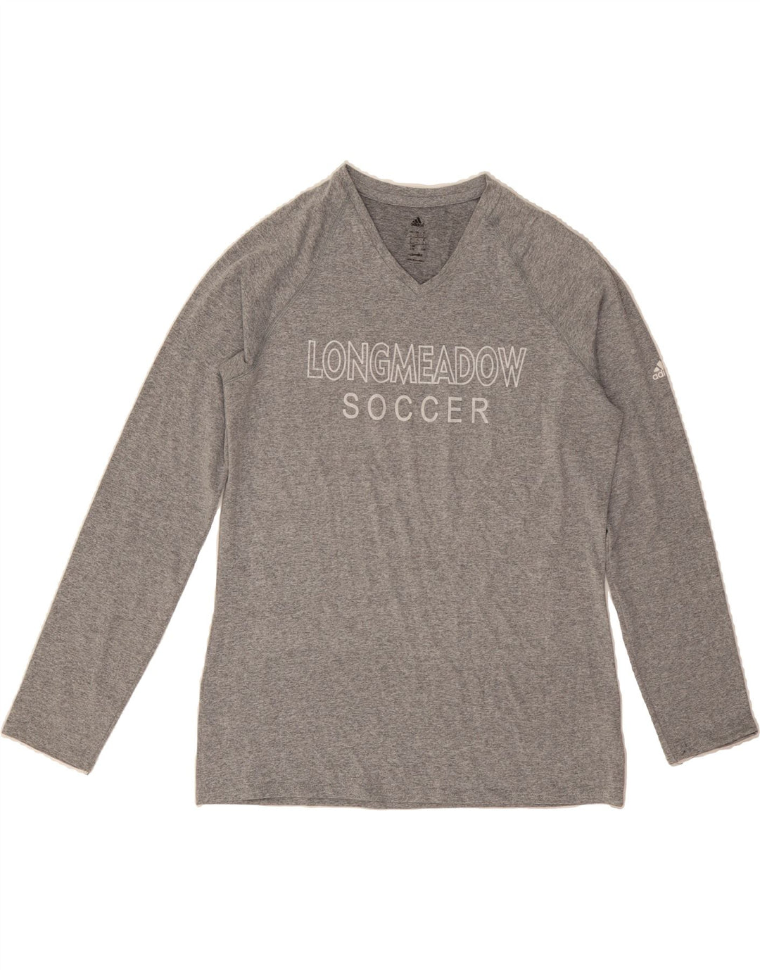 ADIDAS Womens Climalite Graphic Top Long Sleeve UK 16 Large Grey Polyester Vintage Adidas and Second-Hand Adidas from Messina Hembry 