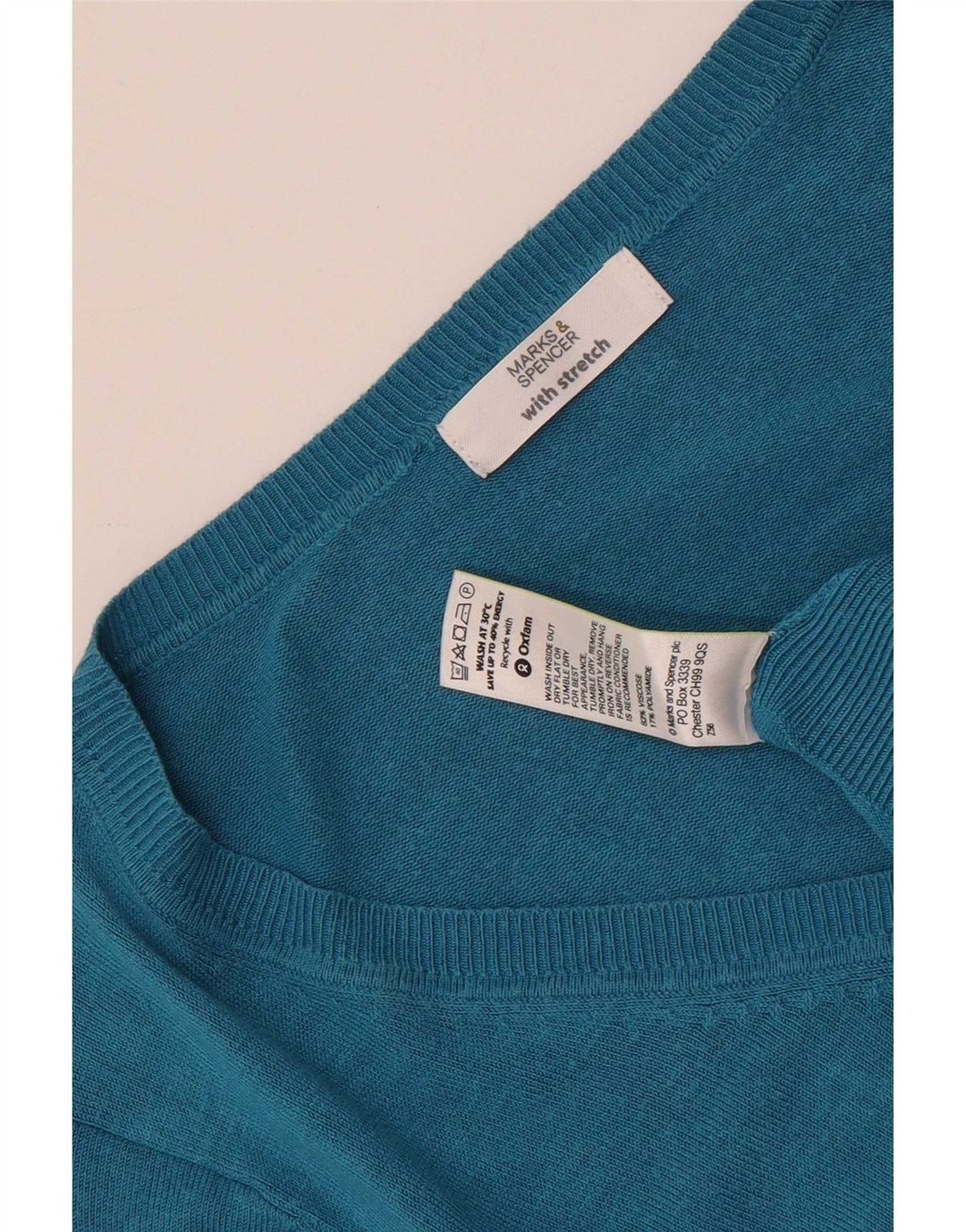 Maglione da donna Marks & Spencer con scollo a V UK 14 Viscosa turchese medio