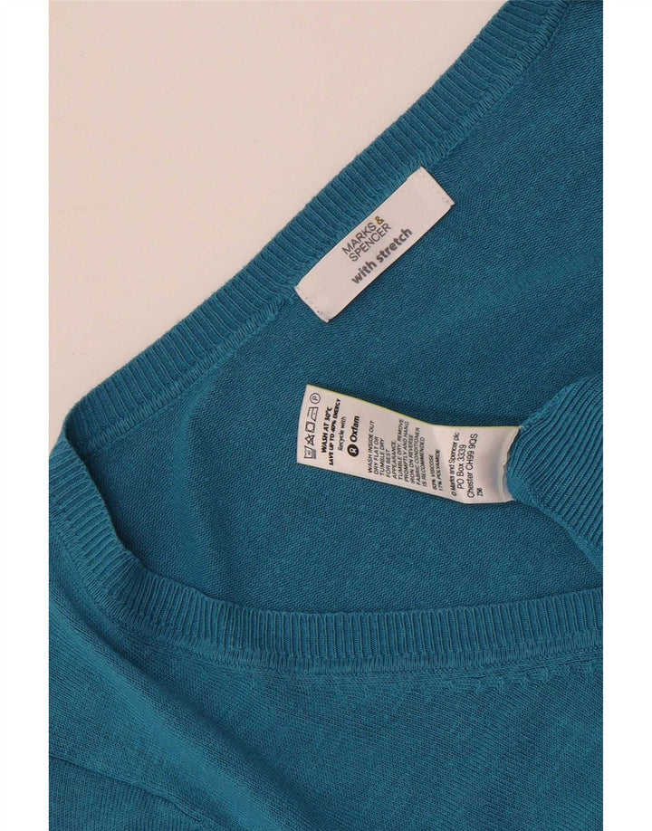 Maglione da donna Marks & Spencer con scollo a V UK 14 Viscosa turchese medio