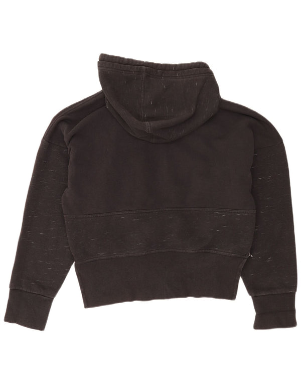 Adidas Womens Oversized Zip Hoodie Sweater UK 10 Small Black Flecked Cotton