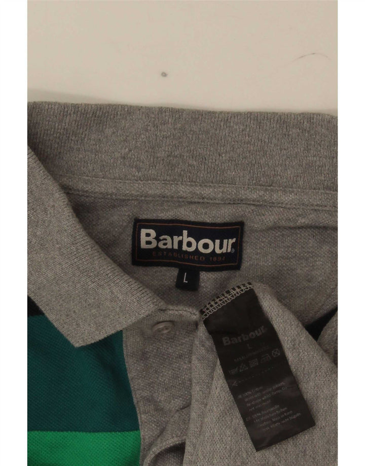 Polo da uomo Barbour grande in cotone color block grigio