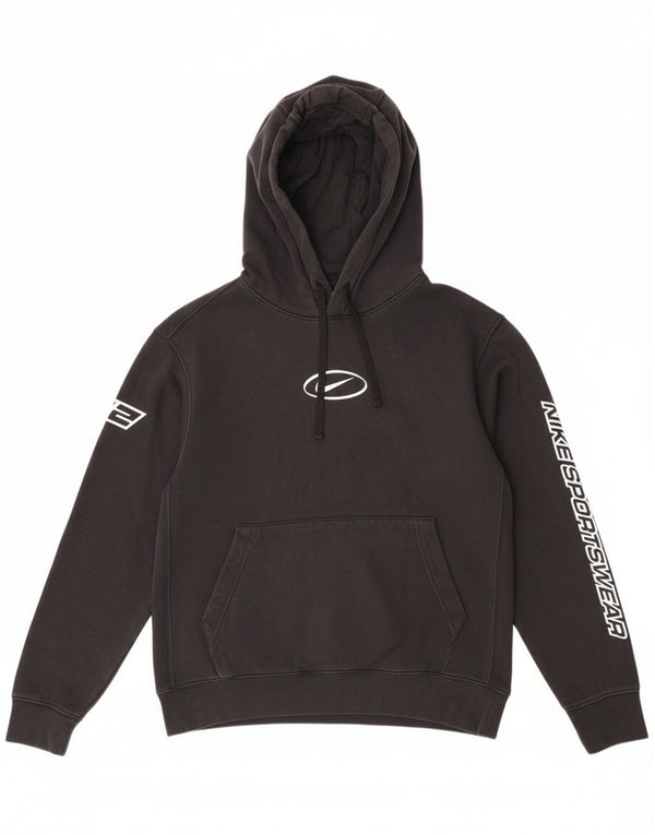 Felpa con cappuccio grafica Nike da uomo piccola in cotone nero