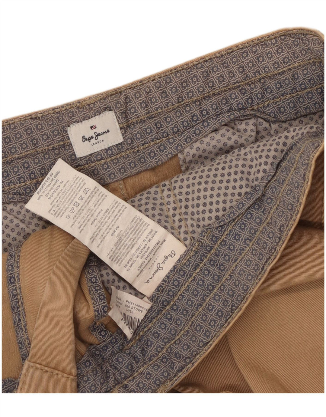 PEPE Jeans Pantaloni chino slim da uomo W34 L32 Cotone beige