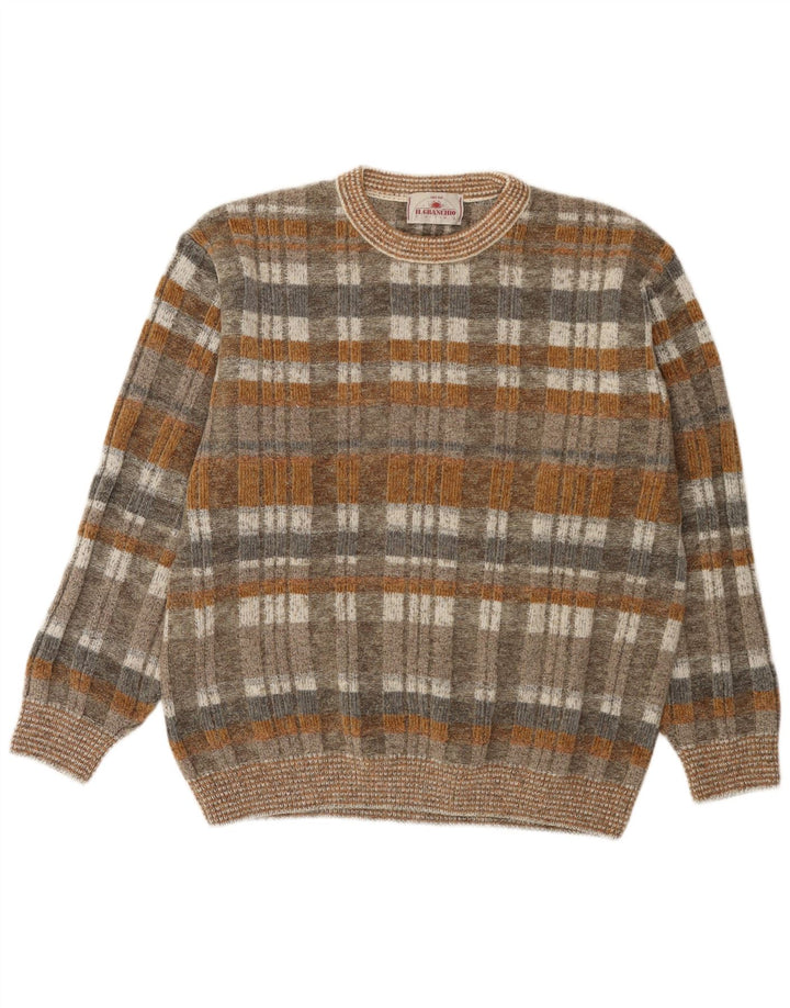 Maglione Maglione Girocollo Uomo Il Granchio Grande Lana Marrone