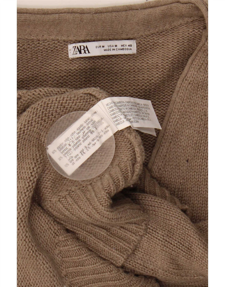 Maglione cardigan da uomo Zara in cotone beige medio