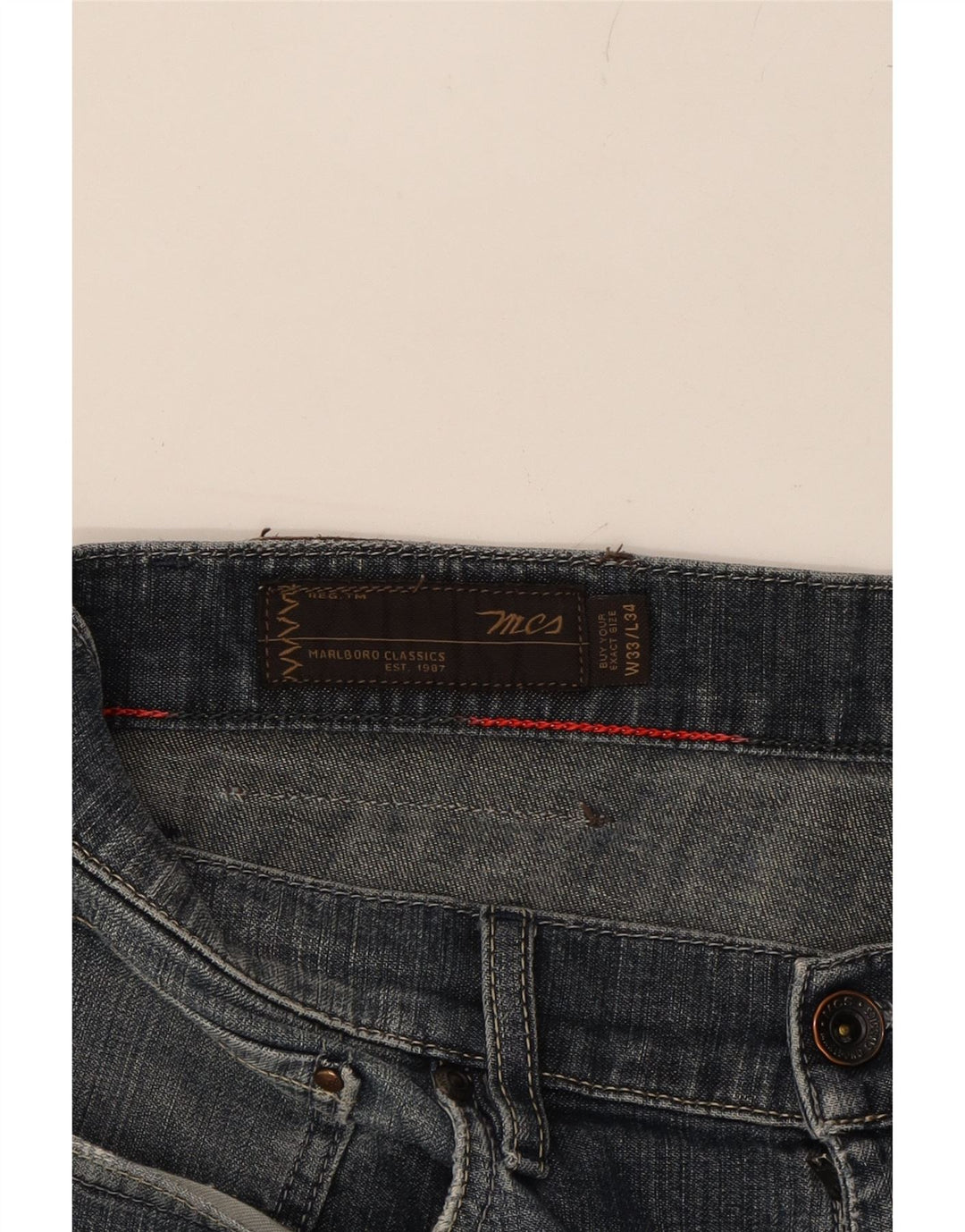 MARLBORO CLASSICS Mens Dawson Slim Jeans W33 L30 Navy Blue Cotton Vintage Marlboro Classics and Second-Hand Marlboro Classics from Messina Hembry 