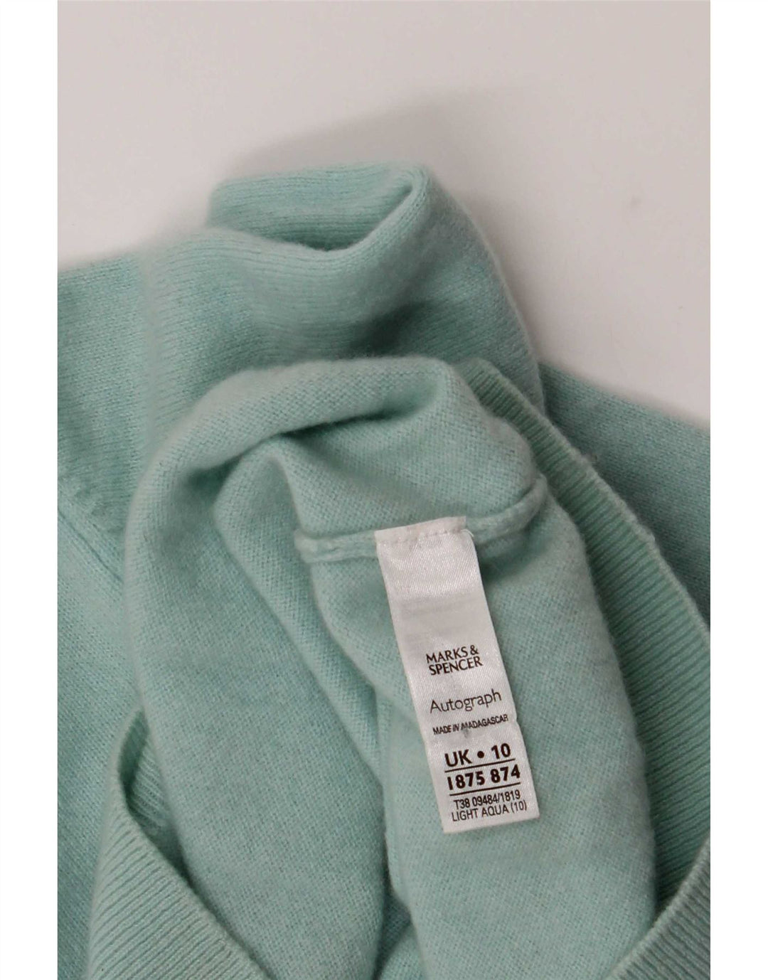 Maglione maglione a collo alto da donna Marks & Spencer UK 10 piccolo turchese
