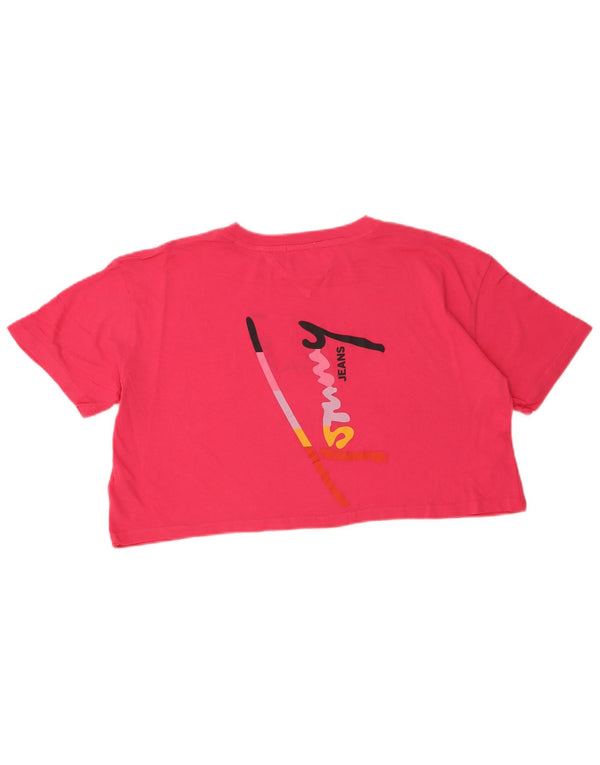 T-shirt grafica oversize corta da donna Tommy Hilfiger Top UK 14 Rosa medio
