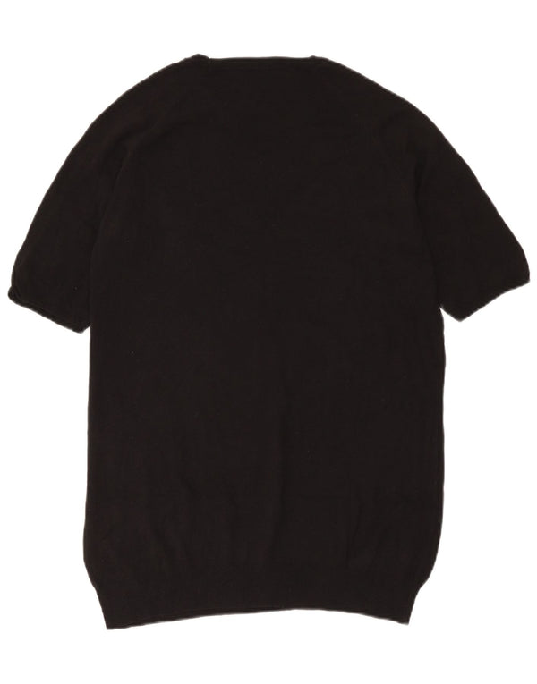 Maglione Zara da donna a maniche corte con scollo a barca UK 16 Large Nero