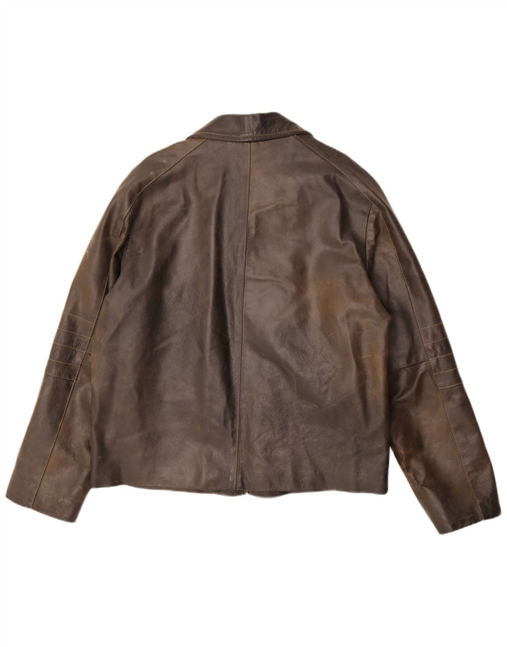 Giacca in pelle vintage da uomo UK 38 in pelle marrone medio