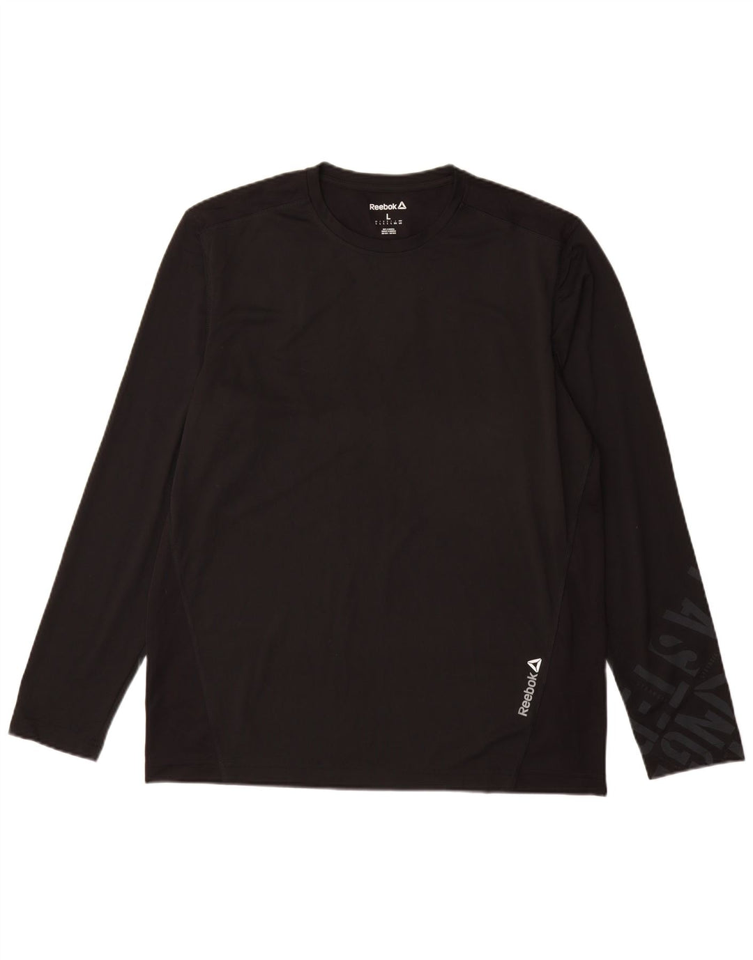 Top Reebok da uomo con grafica a maniche lunghe, grande, in poliestere nero