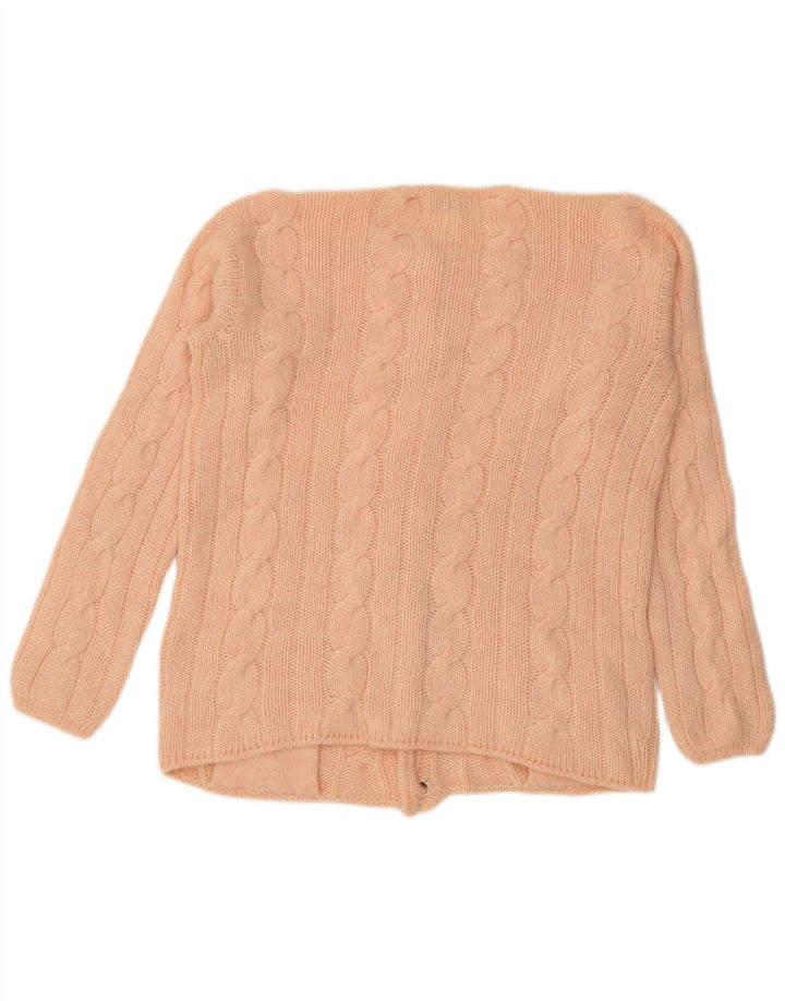 Maglione cardigan da donna vintage UK 14 rosa medio