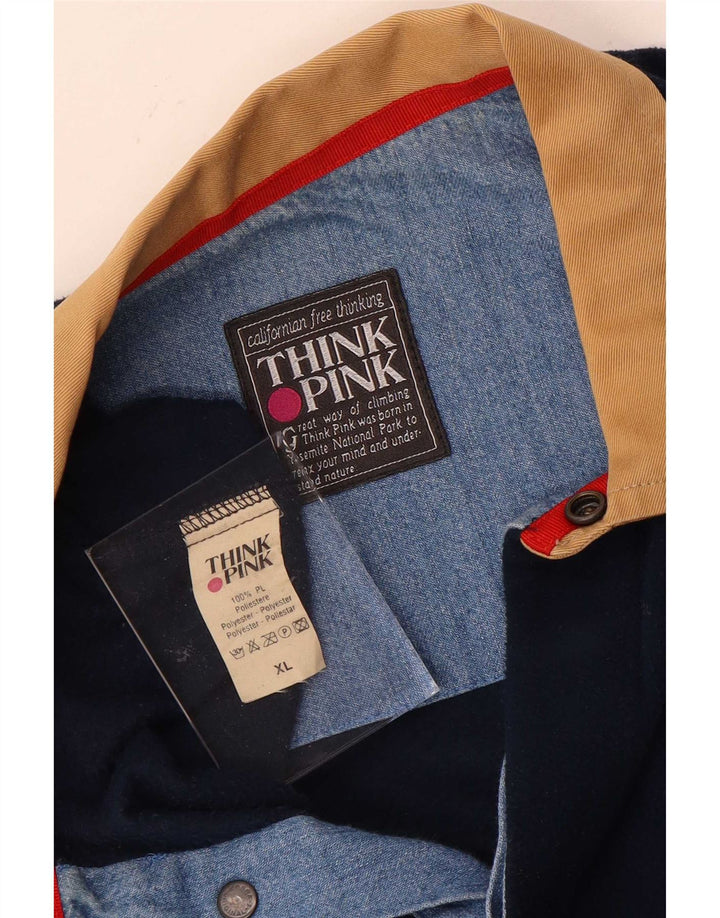 Think Pink Maglione in pile da uomo con collo alto XL Poliestere blu navy