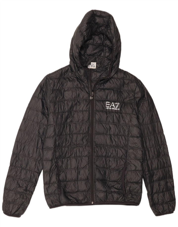 Giacca imbottita con cappuccio da uomo Emporio Armani UK 38 media nera in poliammide