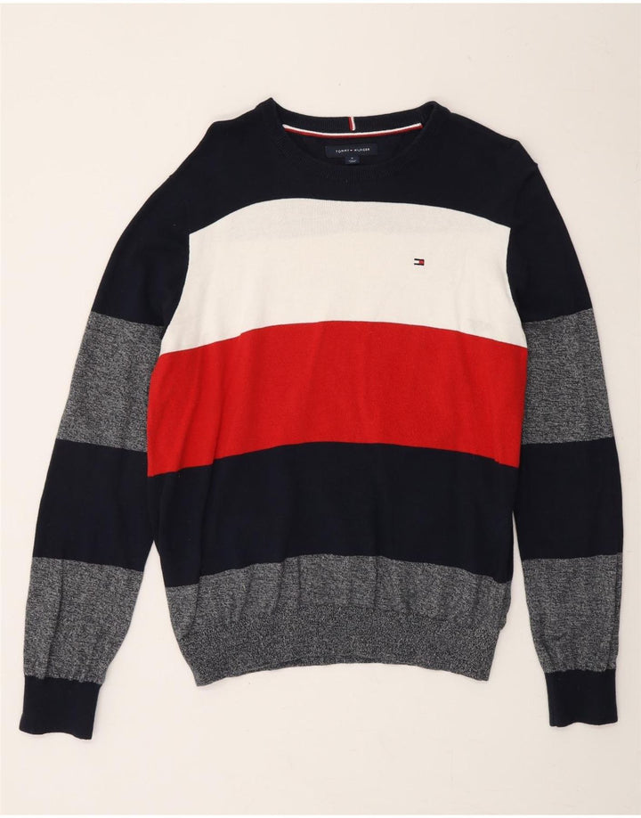 TOMMY HILFIGER Mens Boat Neck Jumper Sweater Medium Multicoloured Vintage Tommy Hilfiger and Second-Hand Tommy Hilfiger from Messina Hembry 