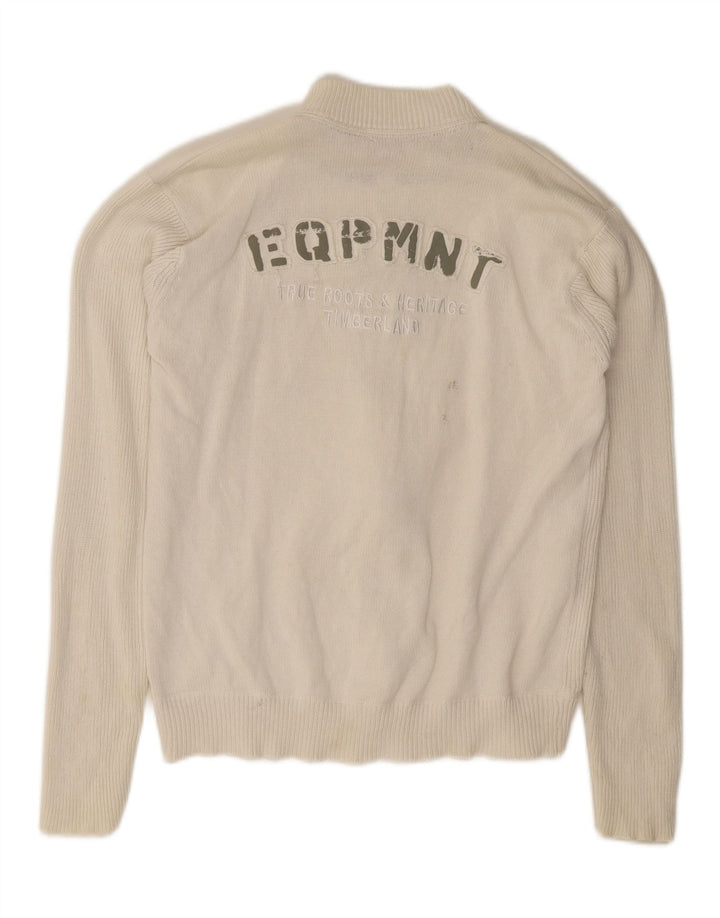 TIMBERLAND Boys Graphic Cardigan Sweater 15-16 Years Off White Vintage Timberland and Second-Hand Timberland from Messina Hembry 