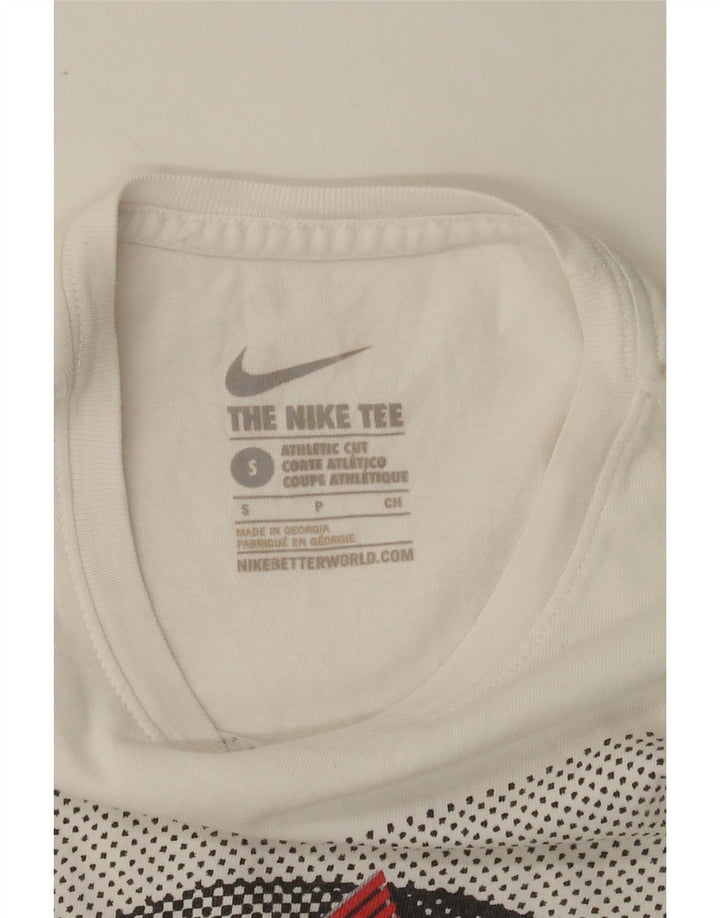 NIKE Mens Athletic Cut Graphic T-Shirt Top Small White Vintage Nike and Second-Hand Nike from Messina Hembry 