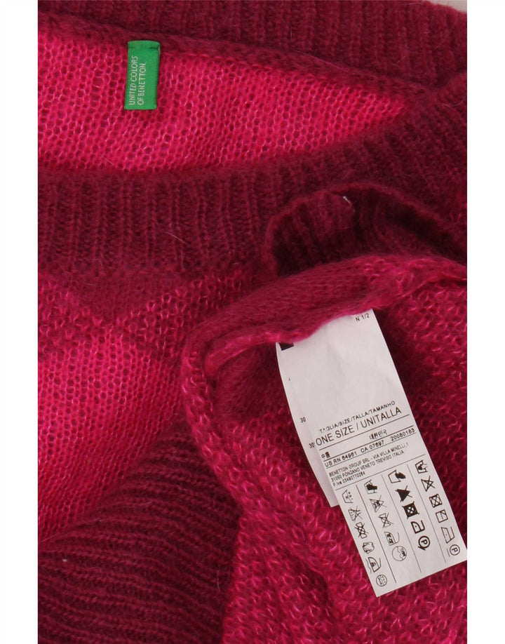 Maglione poncho oversize da donna Benetton, taglia unica, rosa a rombi/diamante