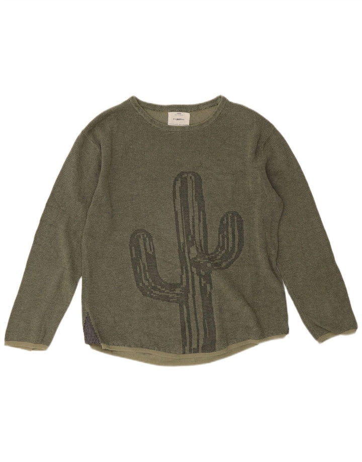 Top grafico Zara da bambino a maniche lunghe 11-12 anni in cotone kaki