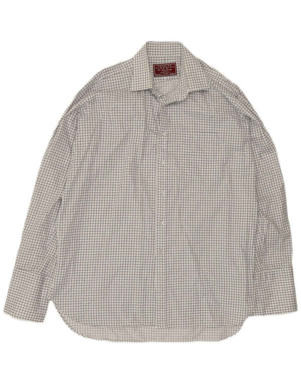 Camicia da uomo Charles Tyrwhitt taglia 42 16 1/2 grande cotone a quadri bianchi