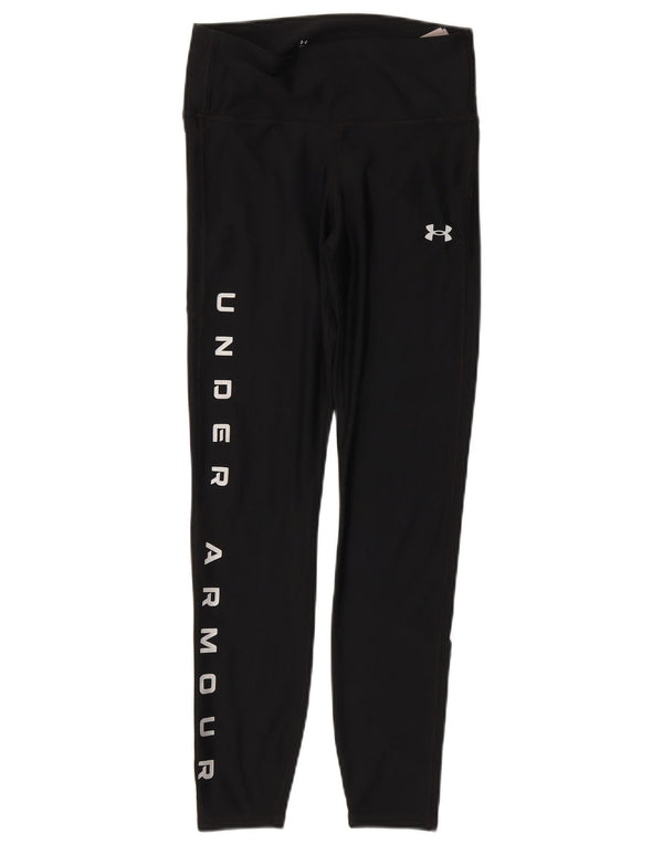 Under Armour Womens Heat Gear Graphic Leggings UK 12 Medium Black Polyester