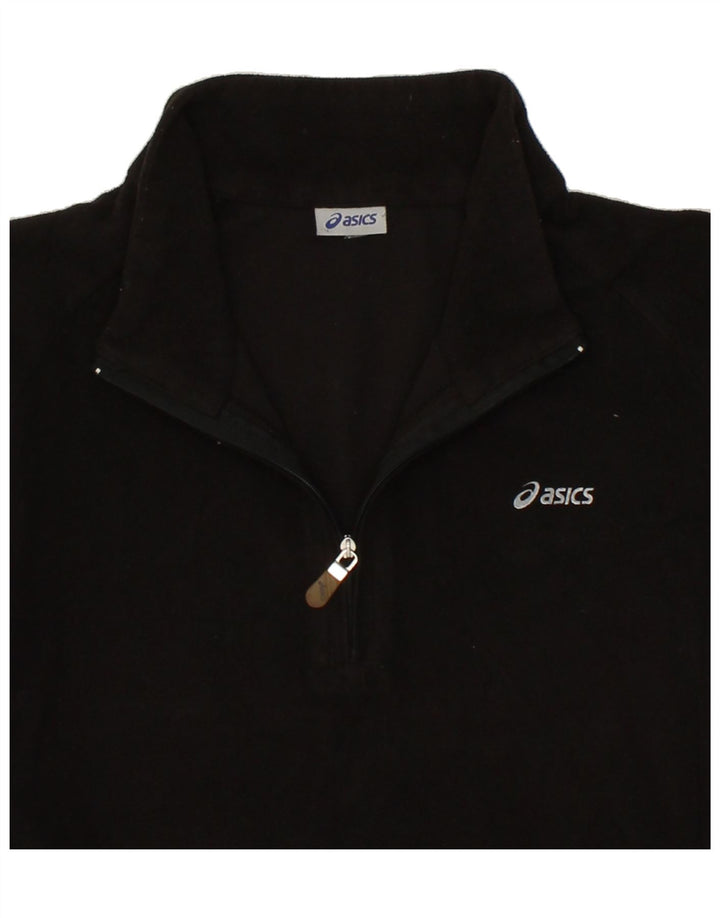 ASICS Womens Zip Neck Fleece Jumper UK 16 Large Black Polyester Vintage Asics and Second-Hand Asics from Messina Hembry 