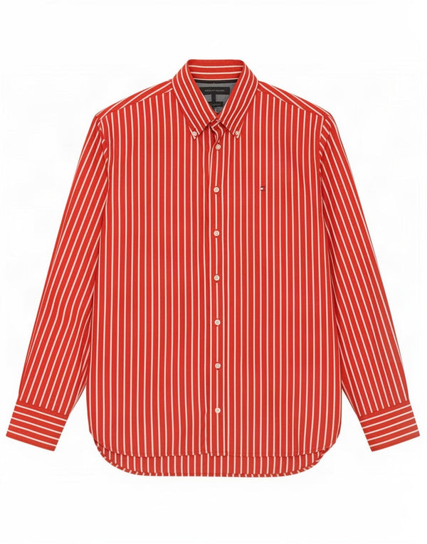 Camicia da uomo Tommy Hilfiger grande cotone gessato rosso