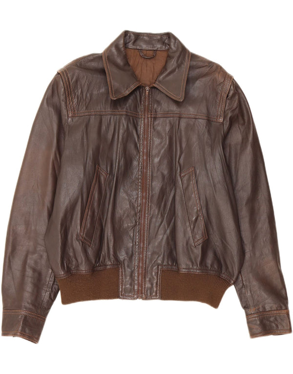Giacca in pelle vintage da uomo UK 42 XL in pelle marrone