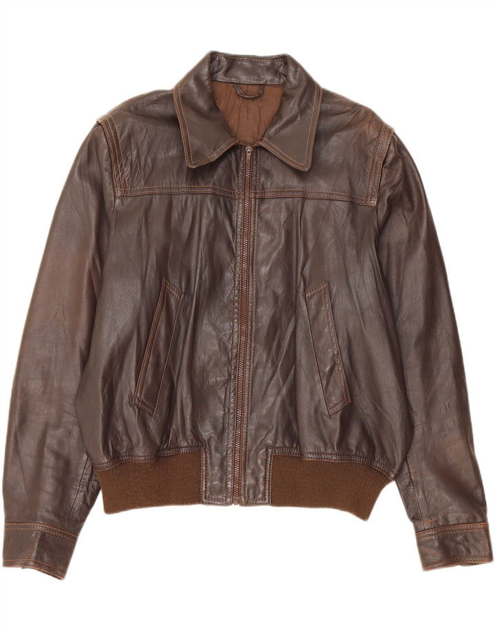 Giacca in pelle vintage da uomo UK 42 XL in pelle marrone