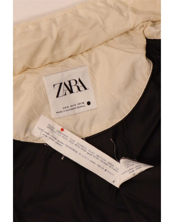 Cappotto imbottito da donna Zara UK 10 piccolo in poliestere bianco sporco